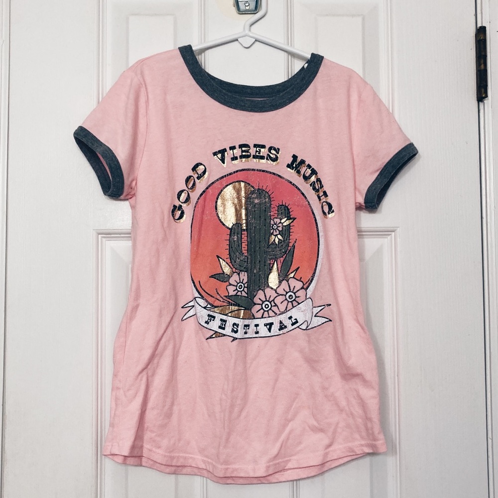 Arizona Jean Company • Good Vibes Music Festival Ringer Tee Pink Size Large - Picture 1 of 6